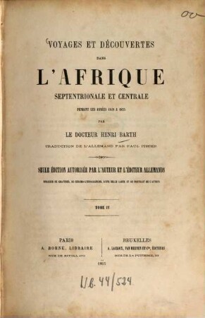 Voyages et découvertes dans l'Afrique Septentrionale et Centrale : pendant les années 1849 à 1855. 4