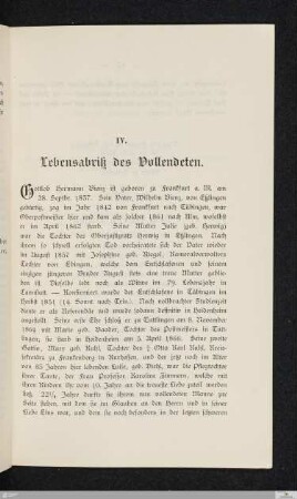 IV. Lebensabriß des Vollendeten