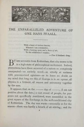 The unparalleled adventure of one Hans Pfaall