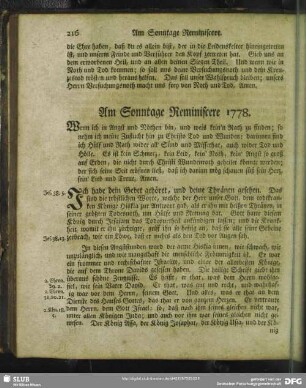 Am Sonntage Reminiscere 1778