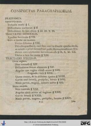 Conspectus Paragraphorum.
