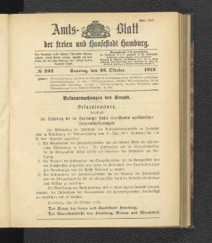 No.262, Sonntag, den 26. Oktober 1919