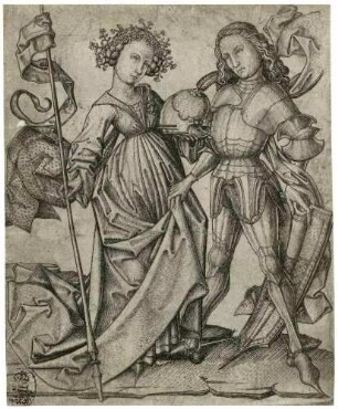 Der Ritter und die Dame mit Helm und Lanze