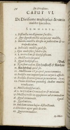 Caput VI. De Divisione multiplici & variis mulctæ speciebus.