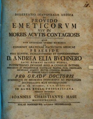 Diss. inaug. med. de provido emeticorum usu in morbis acutis contagiosis