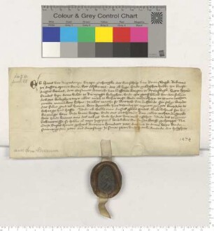 Der Knappe Hans van Neyendorpe belehnt den Braunschweiger Bürger Hinrick van Lafferde mit Landgut, das vorher sein Bruder Bertold innehatte.