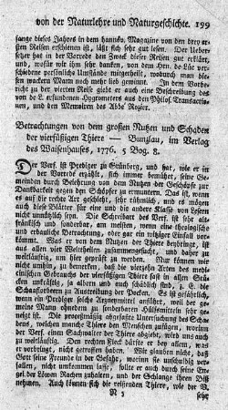 Betrachtungen von dem großen Nutzen und Schaden der vierfüßigen Thiere.