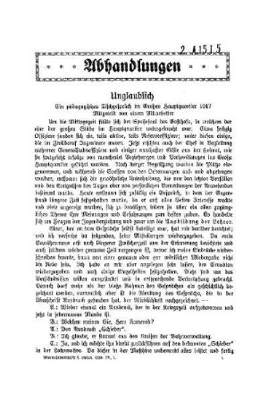 Unglaublich : ein pädagogisches Tischgespräch im Großen Hauptquartier 1917