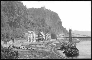 Bodenbach a. d. Elbe. Schäferwand mit Bergschloß und Kettenbrücke