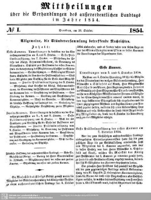 Allgemeine, die Ständeversammlung betreffende Nachrichten