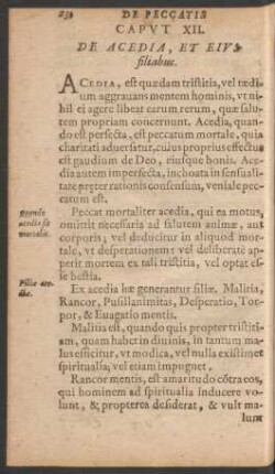 Caput XII. De Acedia, Et Eius filiabus.