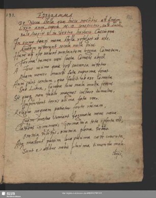 Nr. 131-137. Epigramma, Verse u.a.