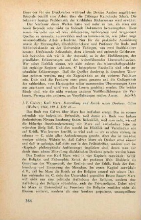 364-366 [Rezension] Calvez, Jean-Yves, Karl Marx