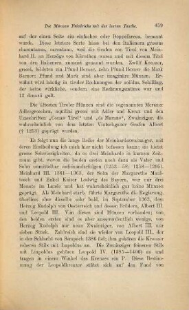 Die Münzen Friedrichs mit der leeren Tasche, Grafen von Tirol