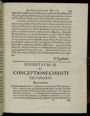 Dissertatio IX. De Conceptione Christi Salvatoris.