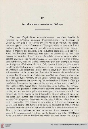 IV. Les Monuments romains de l'Afrique