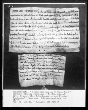 Urkunde über Schenkungen an das Kloster Isenhagen?