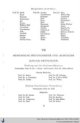 VII. Diplom-Prüfungen