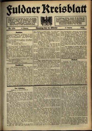 Ausgabe vom Dienstag, den 18. Oktober 1910.
