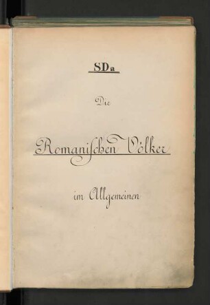 SDa, Philologie der neueren Völker, Die romanischen Völker: Realkatalog der Stadtbibliothek zu Hamburg