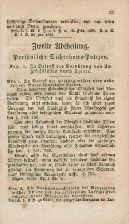 Zweite Abtheilung. Persönliche Sicherheits-Polizey