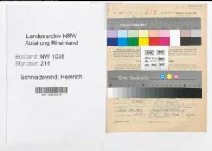 Entnazifizierung Heinrich Schneidewind , geb. 19.08.1888 (Waschmeister)