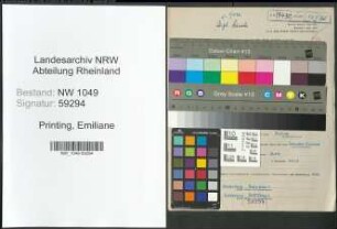 Entnazifizierung Emiliane Printing , geb. 08.03.1913 (Assessor)