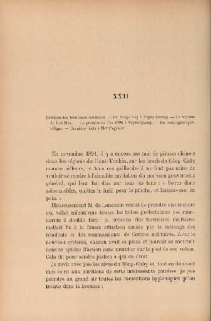 XXII. Création des territoires militaires ...