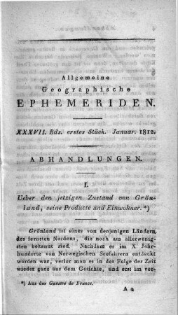 1812: Allgemeine geographische Ephemeriden