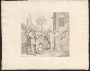 Scene im Garten. Faust und Gretchen. Mephistopheles und Frau Mathe