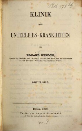 Klinik der Unterleibs-Krankheiten, 3