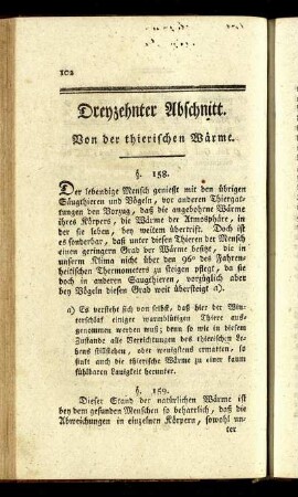 Dreyzehnter Abschnitt. Von der thierischen Wärme