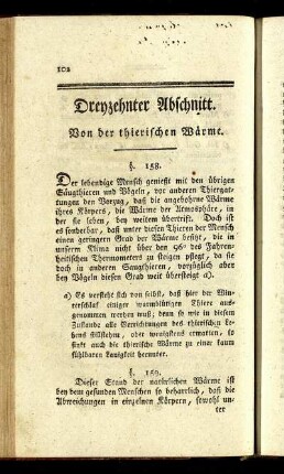 Dreyzehnter Abschnitt. Von der thierischen Wärme