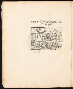Holzschnitt: xxxi. König von Josua erschlagen. Josue xii.
