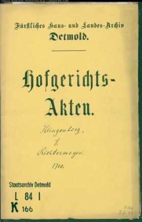 Klingenberg, Christian Moritz zu Wöbbel gegen Simon Richtersmeier zu Wöbbel - Schuldforderung