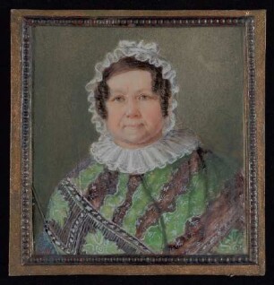 Bildnisminiatur einer Dame mit weißer Haube