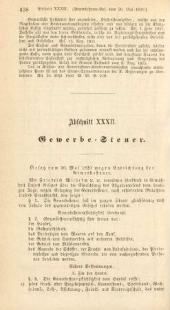 Abschnitt XXXII. Gewerbe-Steuer