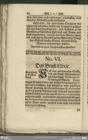 No. VI. Das Brust-Elixir