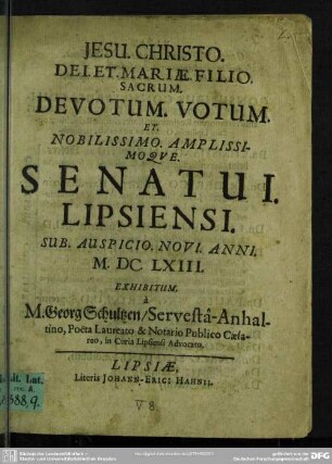 Jesu Christo Dei et Mariae Filio sacrum devotum votum