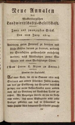Zwey und zwanzigstes Stück. Den 2ten Juny 1814.