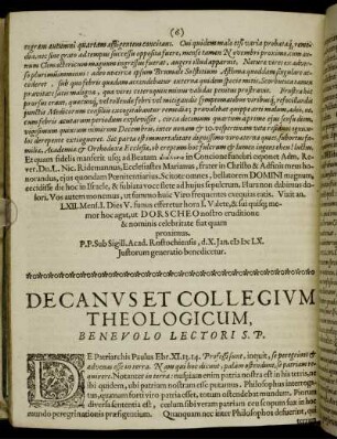 Decanus et Collegium Theologicum, [...]