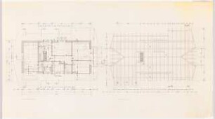 Garten Schwebes, Berlin-Dahlem: Wohnhaus Grundriss Dachgeschoss und Sparrenlage (Zeichnung des Architekten)