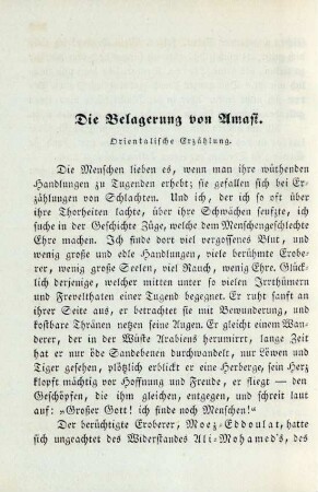 Die Belagerung von Amasi. Orientalische Erzählung