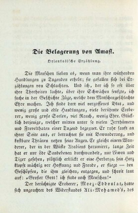 Die Belagerung von Amasi. Orientalische Erzählung