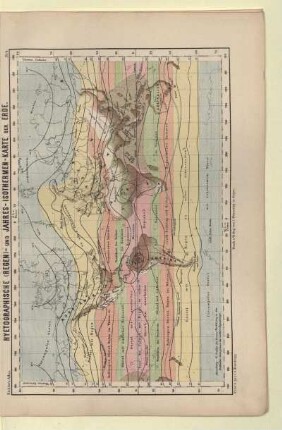 Hyetographische (Regen)- und Jahres-Isothermen-Karte der Erde