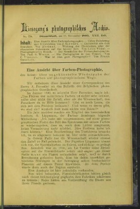 Eine Ansicht über Farben-Photographie
