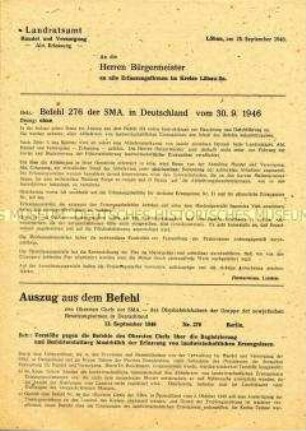 Rundschreiben an alle Bürgermeister und Erfassungsfirmen zur Berichterstattung hinsichtlich der Erfassung von landwirtschaftlichen Erzeugnissen