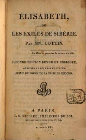 Elisabeth : ou les Éxilés de Siberie