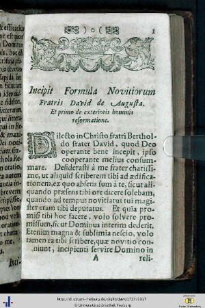 Opus I: De exterioris Hominis reformatione