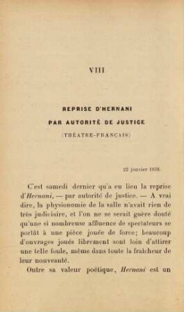 VIII Reprise d'Hernani par autorité de justice